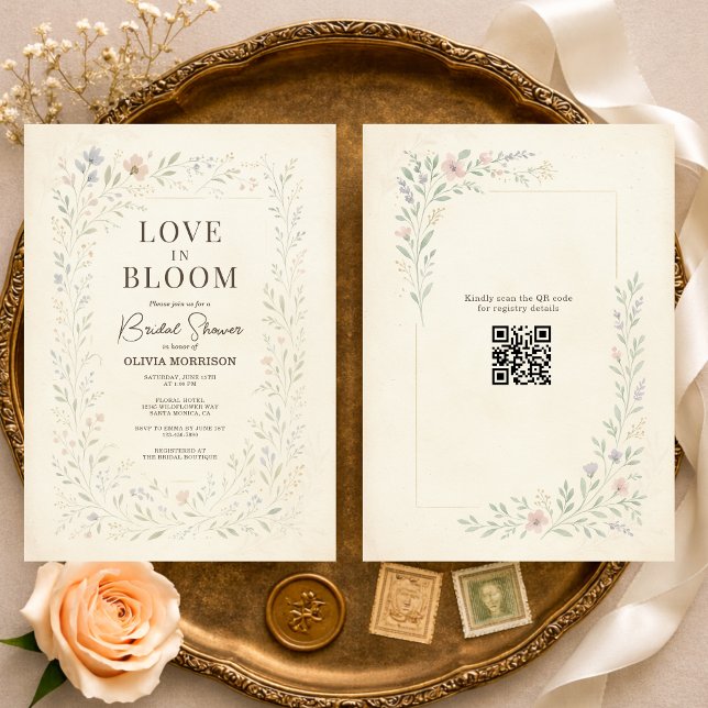 Love in Bloom Wildflower QR Code Bridal Shower Invitation (Creator Uploaded)