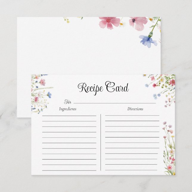 Love in Bloom Wildflower Recipe Cards (Front/Back)