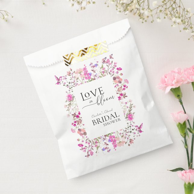 Love In Bloom Wildflower Ruby Rose Bridal Shower  Favour Bags (Sealed)