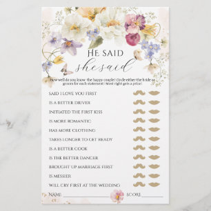 Love in bloom Wildflower Rustic Bridal Game 