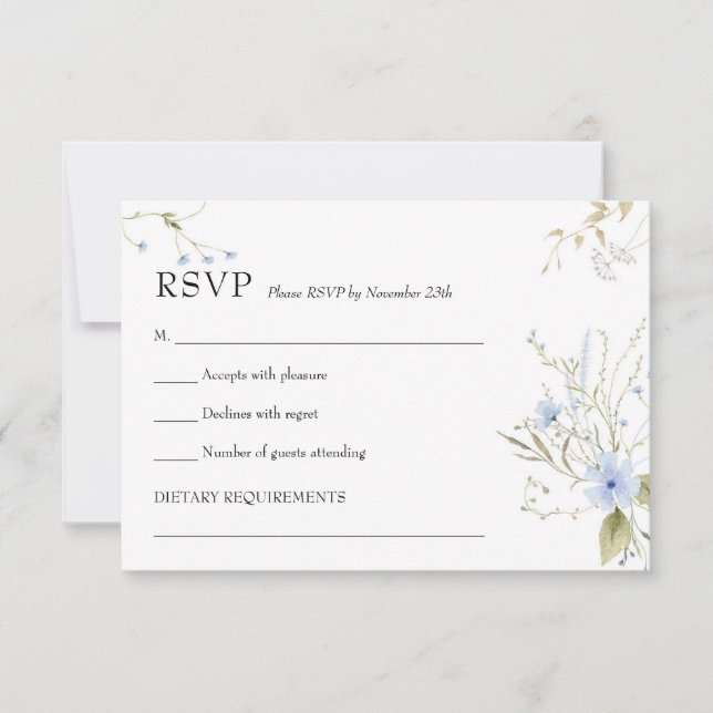 Love in bloom Wildflower Rustic rsvp card (Front)