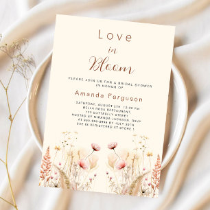Love in bloom wildflowers boho Bridal Shower Invitation