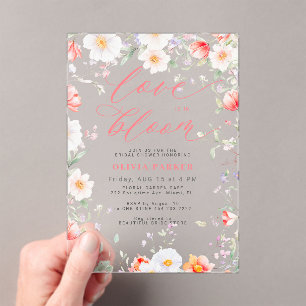 Love in bloom wildflowers bridal shower acrylic invitations