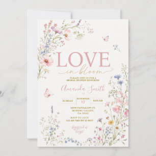 Love in Bloom Wildflowers Bridal Shower Butterfly Invitation