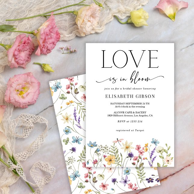 Love in Bloom Wildflowers Butterfly Bridal Shower Invitation (Creator Uploaded)