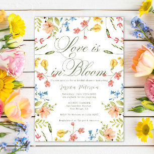Love In Bloom Wildflowers Garden Bridal Shower Invitation