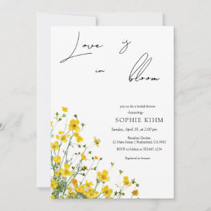 Love In Bloom Yellow Floral Bridal Shower  Invitation