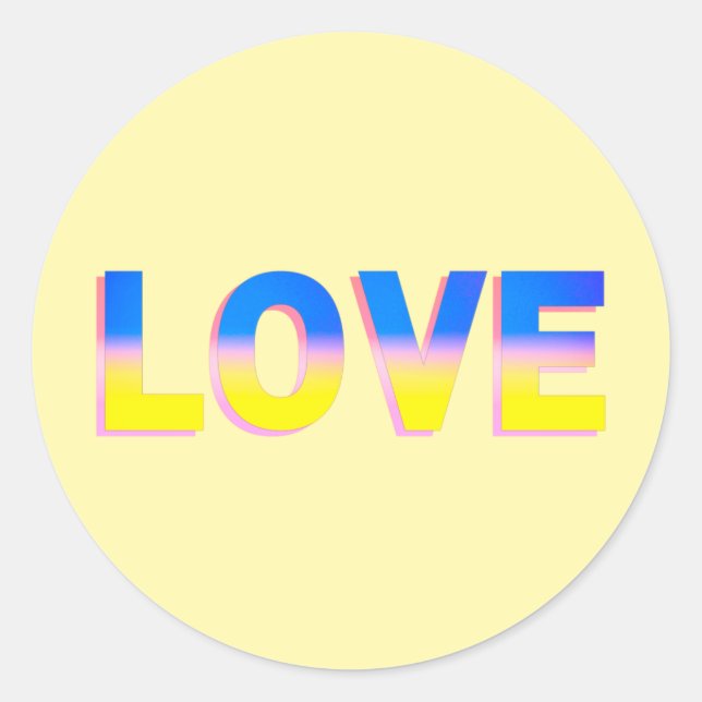 LOVE in Blue and Yellow LOVE for Ukraine Ukrainian Classic Round Sticker (Front)