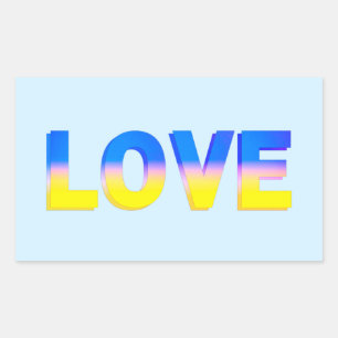LOVE in Blue and Yellow LOVE for Ukraine Ukrainian Rectangular Sticker