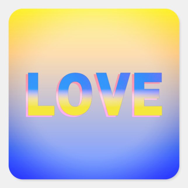 LOVE in Blue and Yellow LOVE for Ukraine Ukrainian Square Sticker (Front)