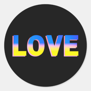 LOVE in Blue & Yellow on Black Stand with Ukraine Classic Round Sticker