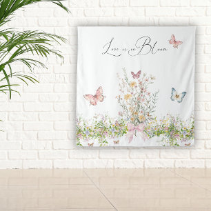 Love in Boom Wildflower Pink Bow Bridal Shower Tapestry