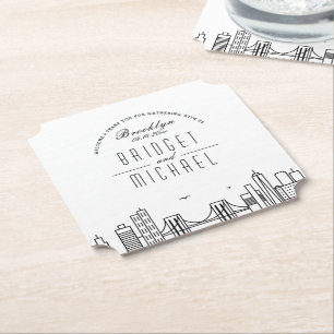 Love in Brooklyn   City Skyline Welcome Paper Coaster