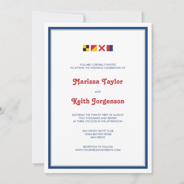 LOVE in Colourful Nautical Flags 2 Invitation (Front)