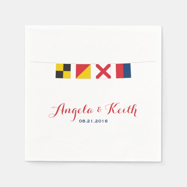 LOVE in Colourful Nautical Flags Napkin (Front)