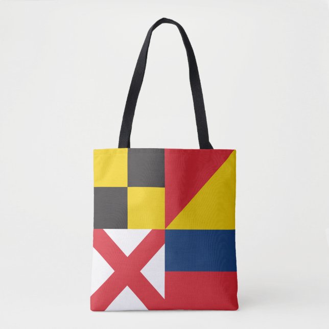 LOVE in Colourful Nautical Signal Flags Tote Bag (Front)