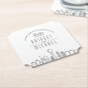 Love in Dallas   City Skyline Welcome Paper Coaster
