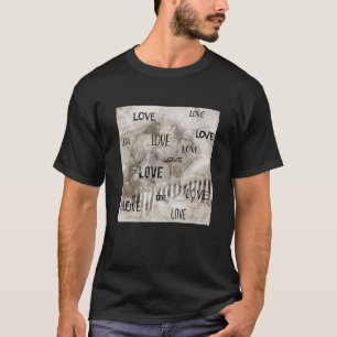 Love In Different Fonts On Faded Abstract Backgrou T-Shirt