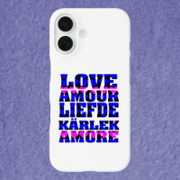 Love in Different Languages Heart Pink and Blue