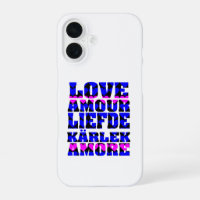 Love in Different Languages Heart Pink and Blue