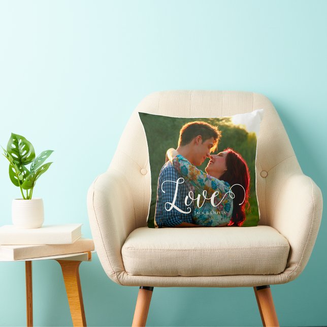Love in Elegant script | Customised photo  Cushion (Creator Uploaded)