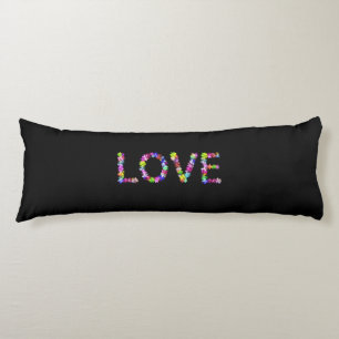 Love in Every Form   Inspirational Jet Black Flora Body Cushion