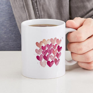 Love in Every Stitch Pink Heart Valentine's Design Coffee Mug