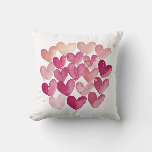 Love in Every Stitch Pink Heart Valentine's Design Cushion (Front)