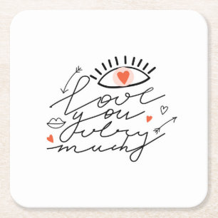 Love in Eyes: Vintage Romantic Beauty. Square Paper Coaster