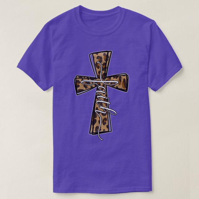 Love In Faith Tees For Christian Leopard Cross Che (Design Front)