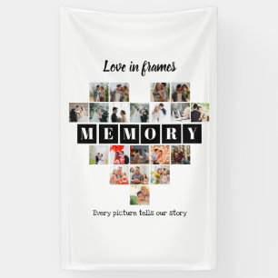 Love in Frames Heart 20 Photo Collage Romantic Banner