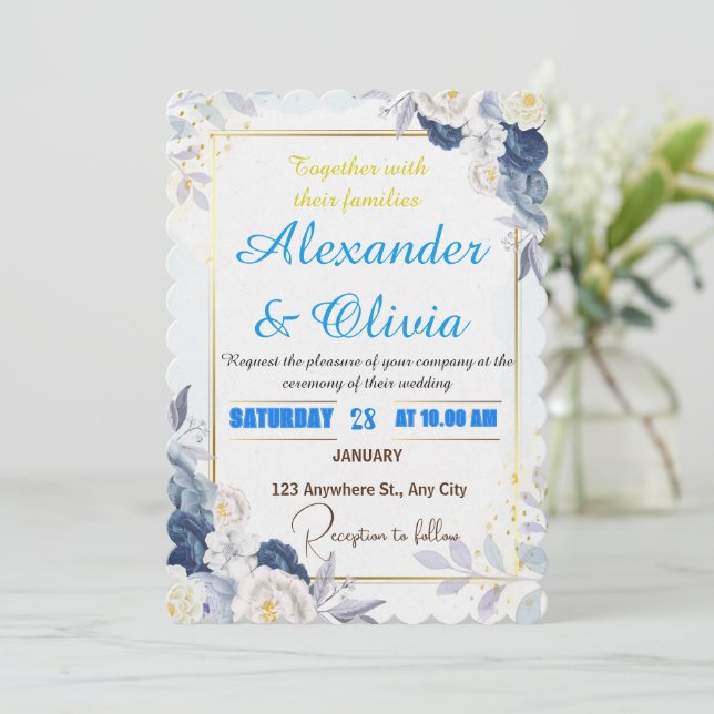 Love in Full Bloom: Tie the Knot  - A Celebration Invitation (Standing Front)