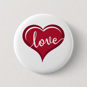 love in heart valentines 6 cm round badge