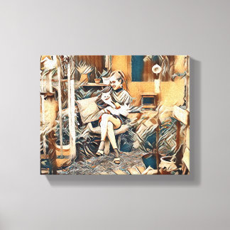 "Love in Her Hands" cat Canvas Print