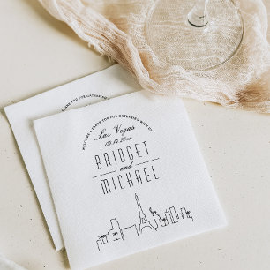 Love in Las Vegas   Modern Deco City Skyline Napkin