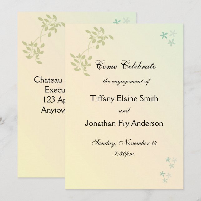 Love in Laurels Engagement Large Text Invitation (Front/Back)