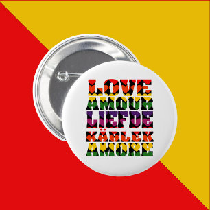 Love in Many Languages Dark Rainbow Hearts 6 Cm Round Badge