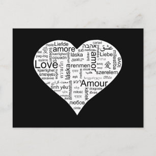 Love in many languages Heart Postcard