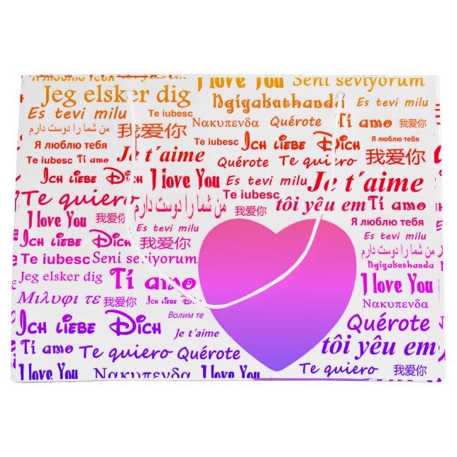 Love in many languages large gift bag (Front)