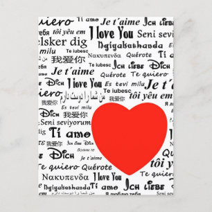 Love in many languages postcard
