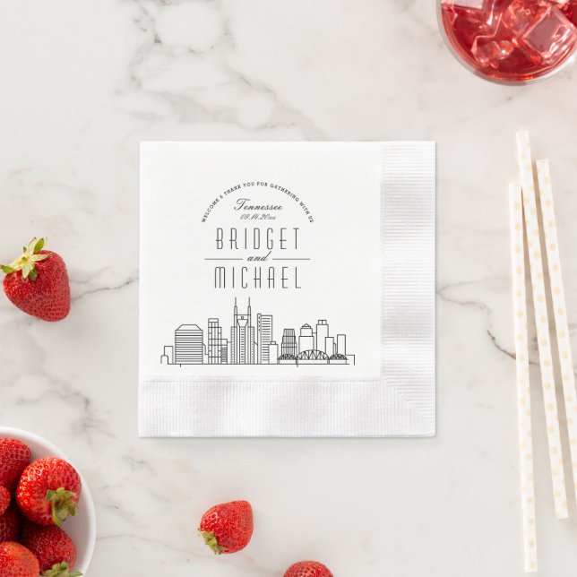 Love in Nashville | Modern Deco City Skyline Napkin (Insitu)