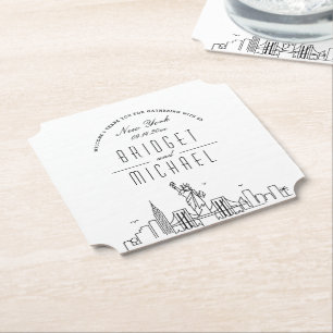 Love in New York   City Skyline Welcome Paper Coaster