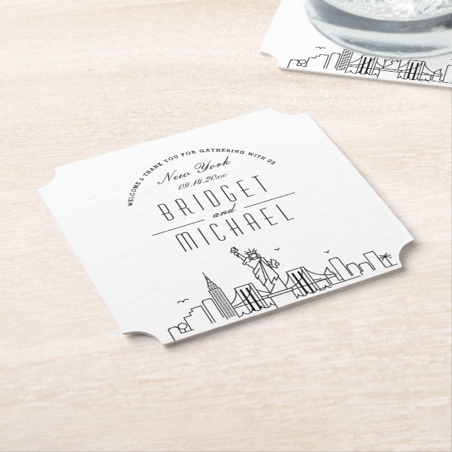 Love in New York | City Skyline Welcome Paper Coaster (Angled)