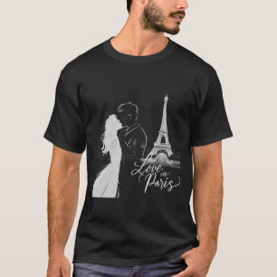Love in Paris: A Timeless Kiss beneath the Eiffel  T-Shirt
