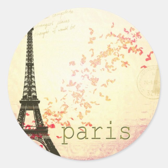 Love in Paris Classic Round Sticker (Front)