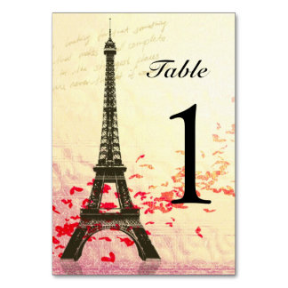 Love in Paris Table Number cards