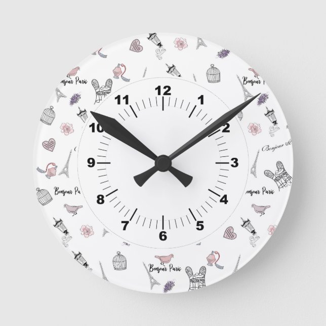 Love in Peris Bohemian Chic Floral Boho Girl Round Clock (Front)