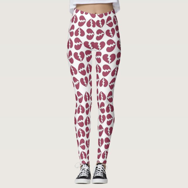 Love in Pieces Print Pattern Design Leggings (Front)