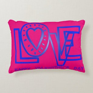 Love In pink blue Valentine's Accent Pillow