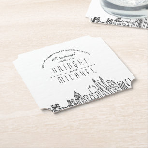 Love in Pittsburgh   City Skyline Welcome Paper Coaster